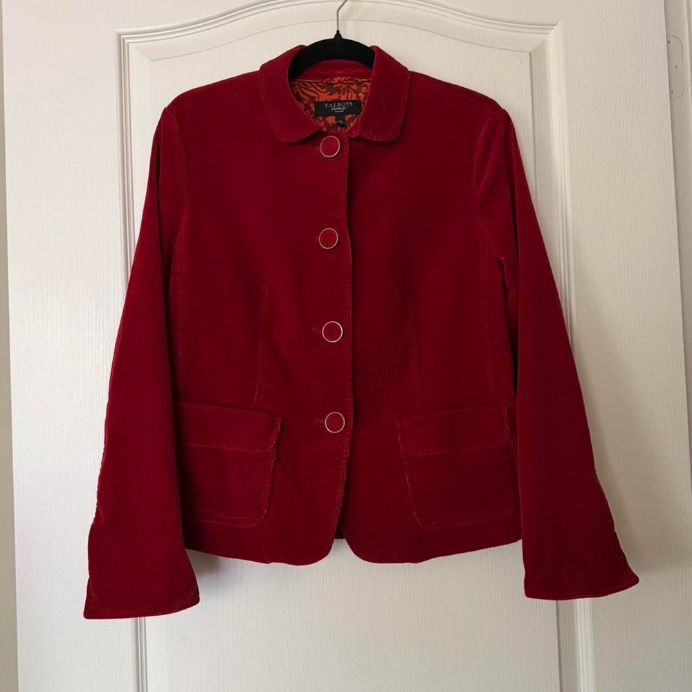 Talbots Cherry Red Velvet Blazer
